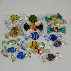 18 Vintage Colorful Art Murano Style Blown Glass Wrapped Candy Pieces